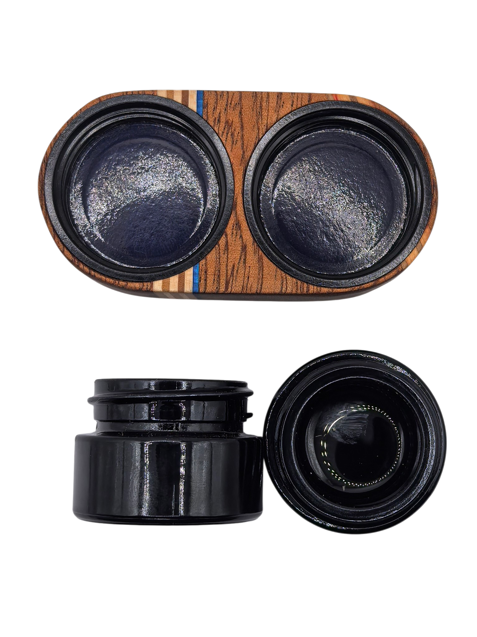 WoodyVapors Double Jar Mahagoni, Rosenholz & Skateboard Ahorn – Holz-Unikat