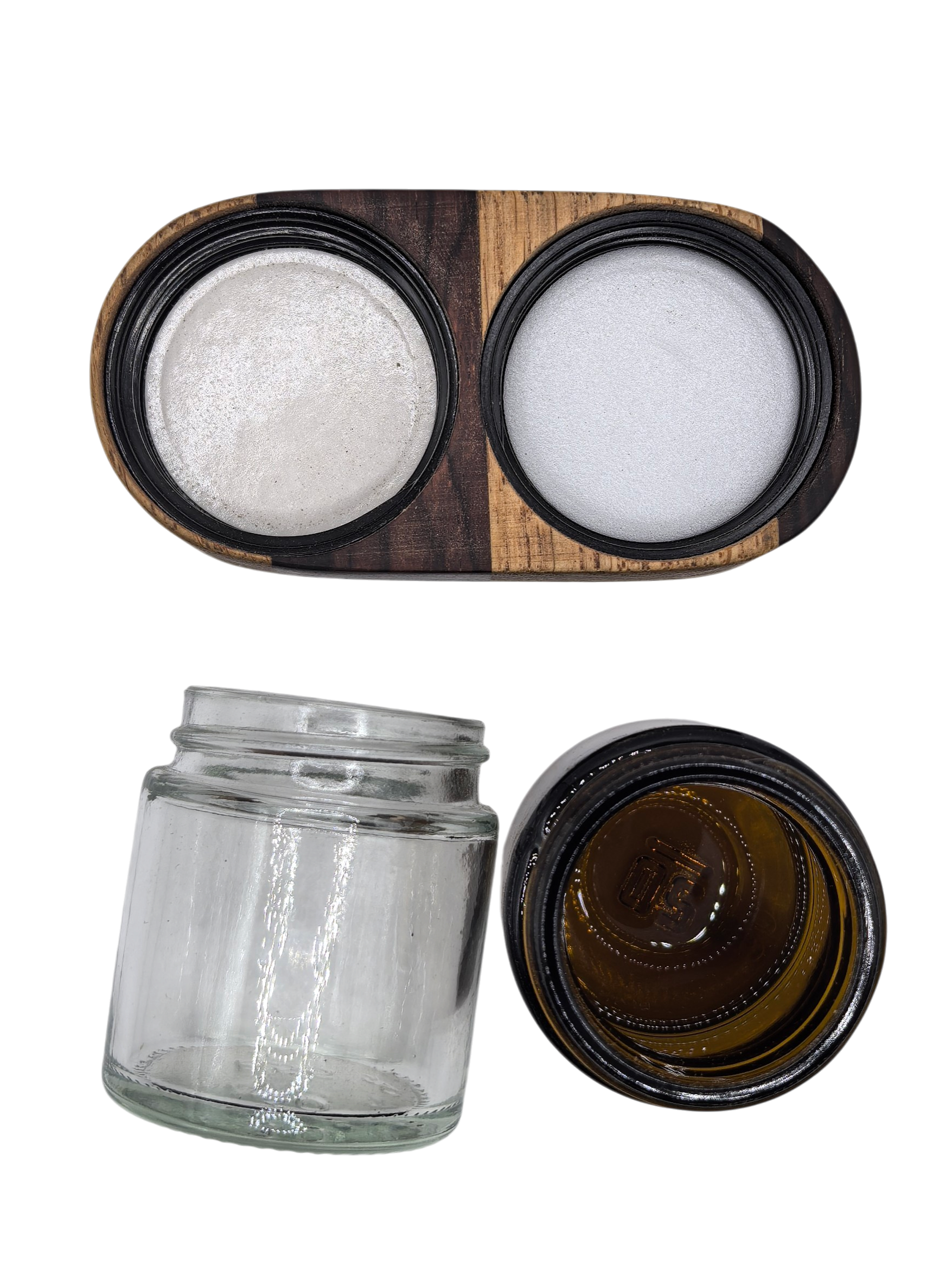 Woodyvapor Double Jar Deckel – Eiche & Palisander (inkl. 2 Gläser)