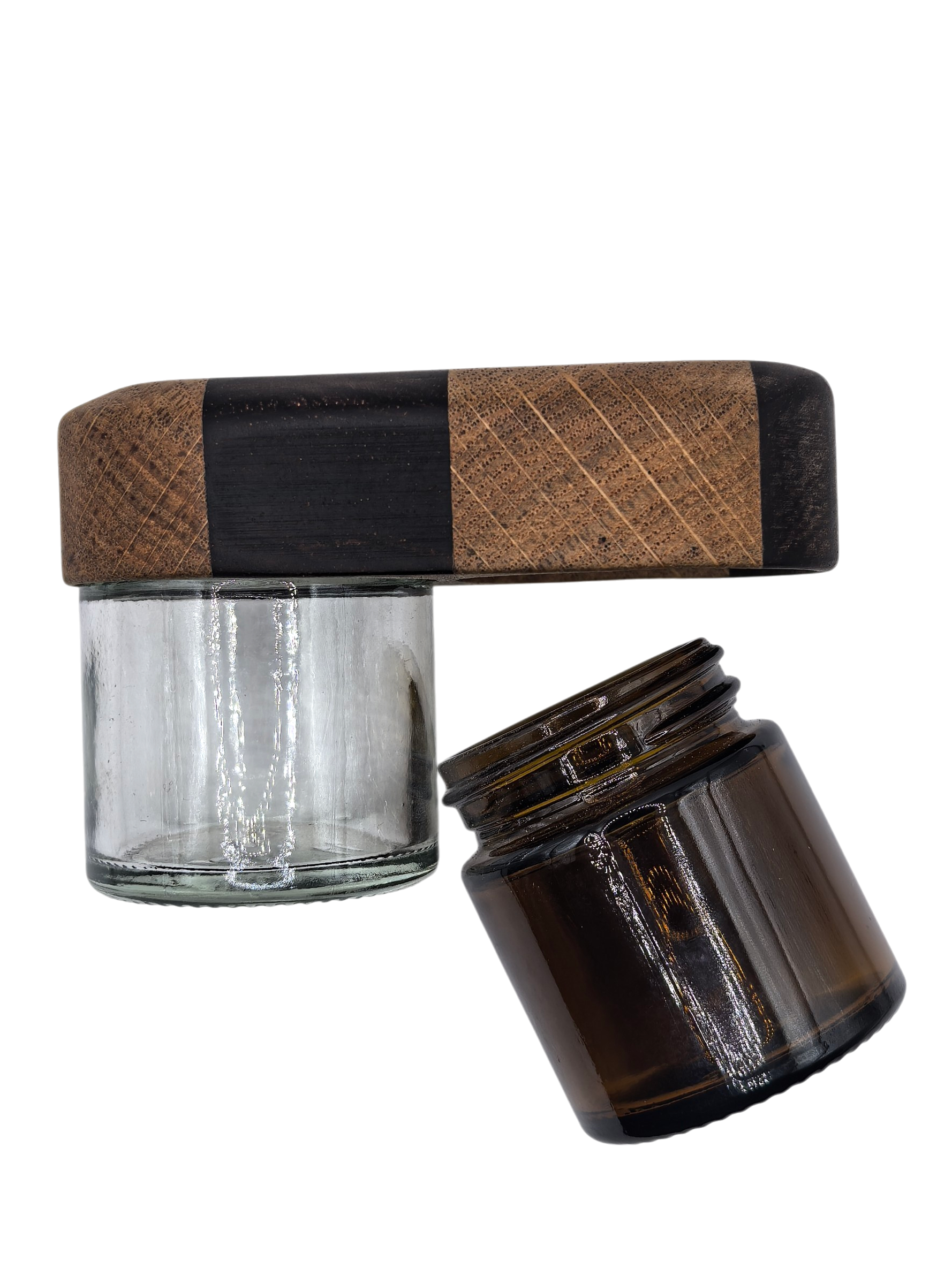 Woodyvapor Double Jar Deckel – Eiche & Palisander (inkl. 2 Gläser)