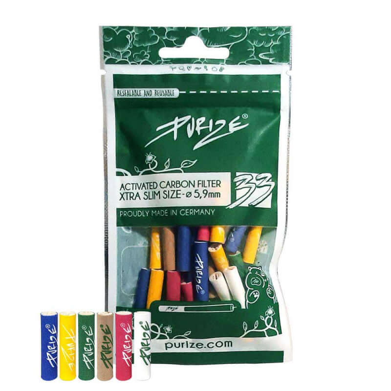 Purize Aktivkohlefilter XTRA Slim bunt (33er Pack) - HAZE & KUSH - CBD Shop