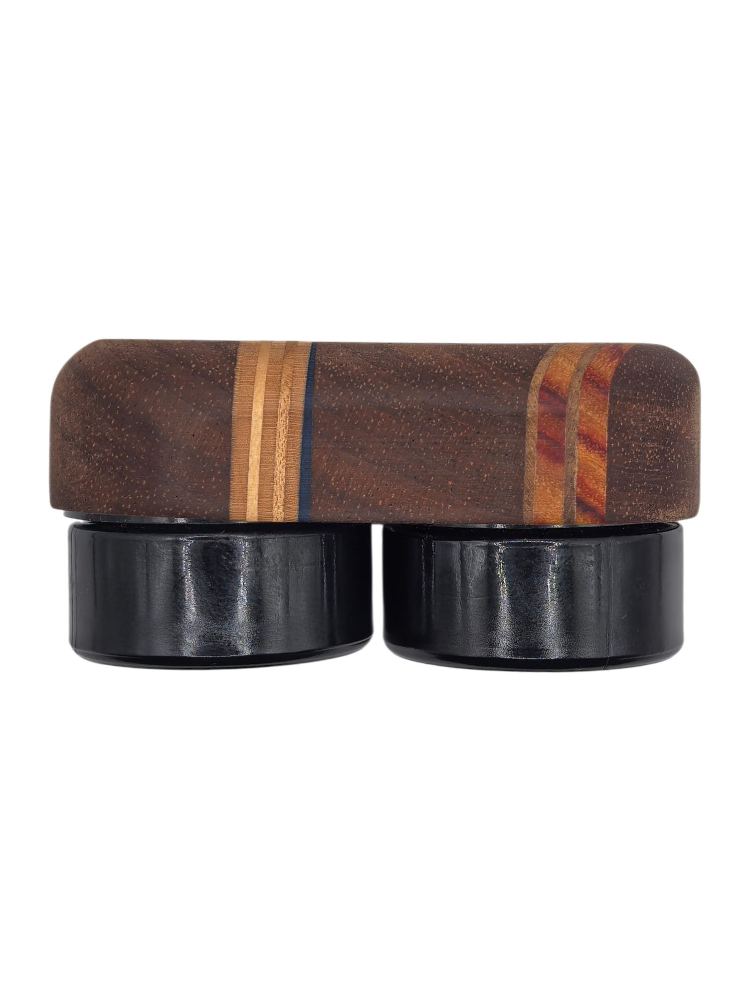 Woodyvapor Double Jar Deckel – Mahagoni, Rosenholz & Skateboard Ahorn (inkl. 2x 5ml Miron Jar)