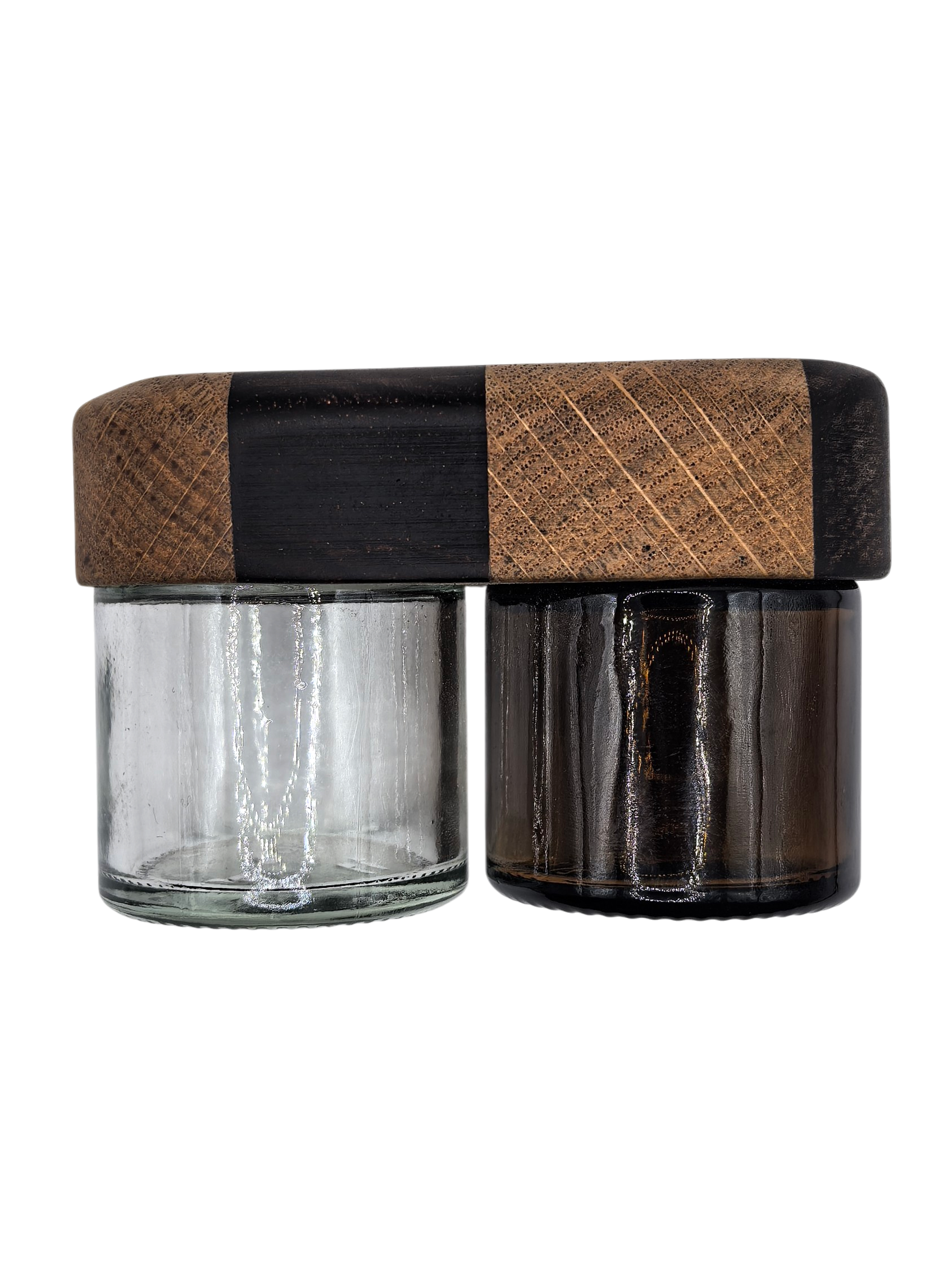 Woodyvapor Double Jar Deckel – Eiche & Palisander (inkl. 2 Gläser)