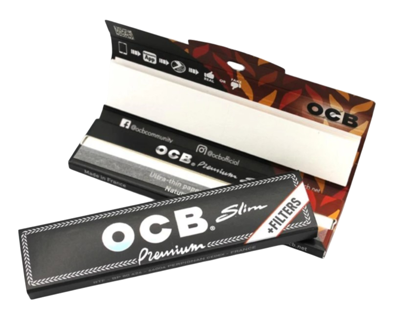 OCB Premium Slim Papers mit Filtern – King Size Slim Drehpapier