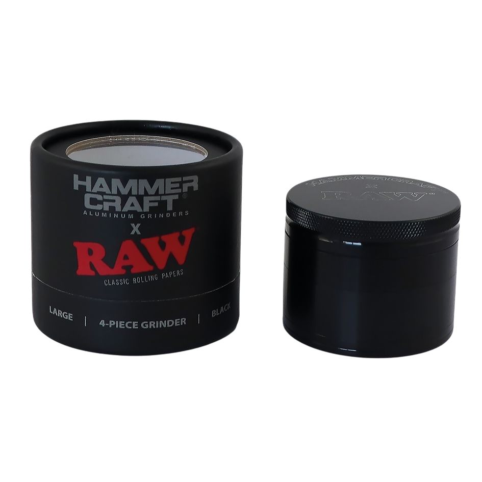 Hammercraft x RAW Grinder Black – Aluminium 4-teilig Ø 60 mm