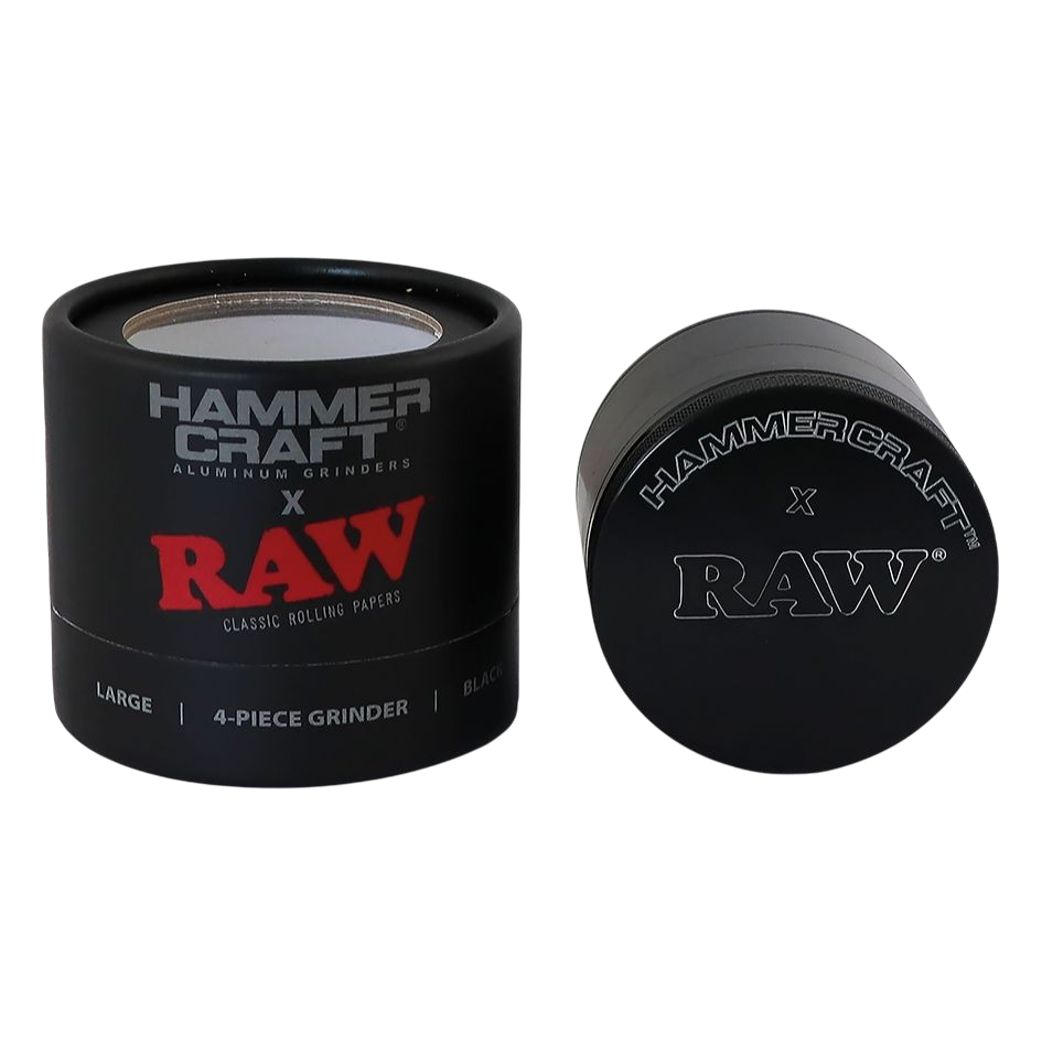 Hammercraft x RAW Grinder Black – Aluminium 4-teilig Ø 60 mm