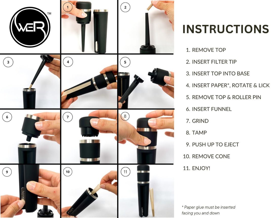 weR Herby ALL-IN-ONE Roller – Grinder, Stash & Cone Drehmaschine